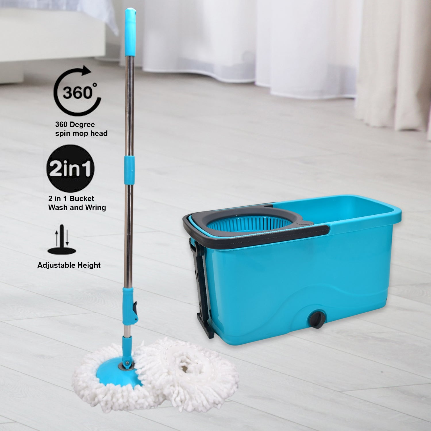 4028 Quick Spin Mop Plastic spin, Bucket Floor Cleaning, Easy Wheels & Big Bucket, Floor Cleaning Mop with Bucket DeoDap 4028 Quick Spin Mop Plastic spin, Bucket Floor Cleaning, Easy Wheels & Big Bucket, Floor Cleaning Mop with Bucket DeoDap